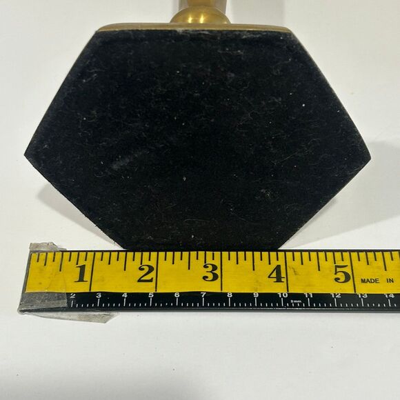 Vintage Brass Candlesticks Holder Featuring Six Sided Hexagonal Base Design - Picture 9 of 12